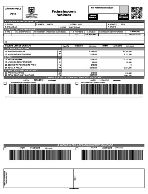 Factura De Compra O Liquidación De Impuesto Vehicular Tributi