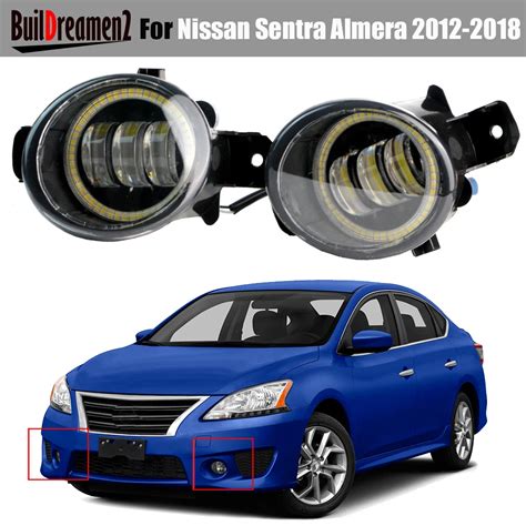 Carro LED Luz De Nevoeiro Para Nissan Sentra Angel Eye DRL L Mpada De