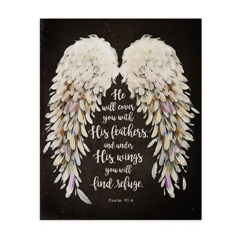 Amazon.com: Under His Wings - Christian Wall Decor Faith Bible Verse ...