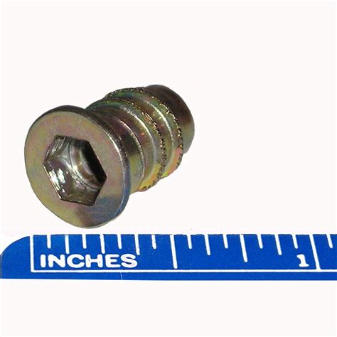 6mm M6 X 100 Threaded Wood Screw Thread Inserts With Flange 15mm Long