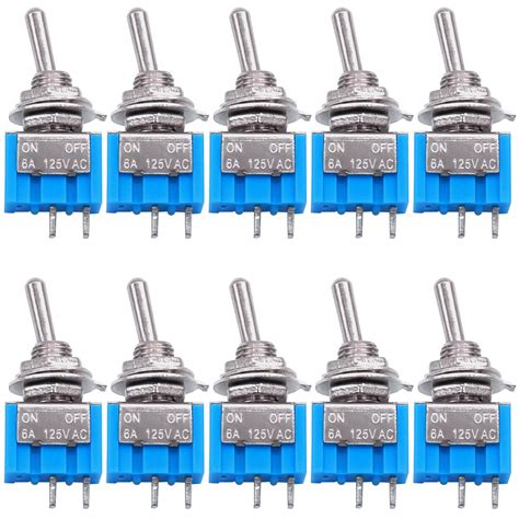 Taiss 10PCS SPST Mini Toggle Switch 2 Pin 2 Position ON Off Miniature