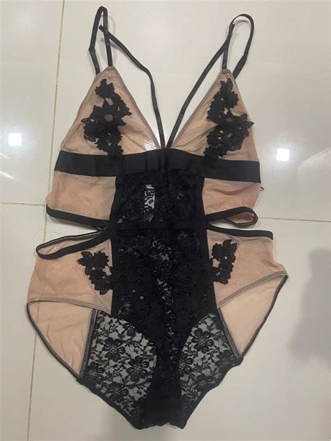 L XL Embroidery Lace Lingerie Set Sexy Bodysuit Sexy Waist Mesh Comfy