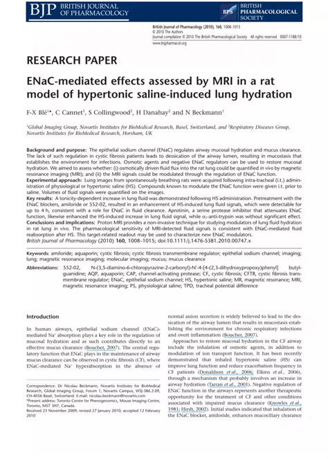 Pdf Enac Mediated Effects Assessed By Mri In A Rat Model Of