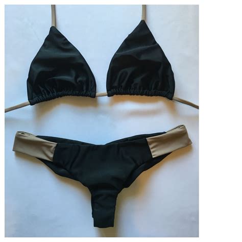 Black Color Block Bikini Seamless Bikini Two Piece Bikini Made By