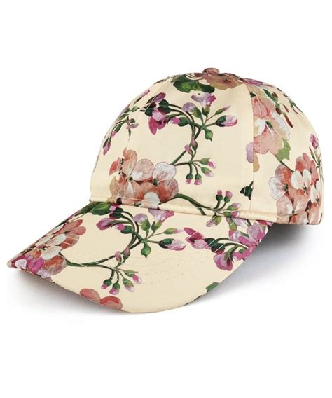 Women's Floral Print Satin Unstructured Low Profile Baseball Cap Off White CV186SMIH8D