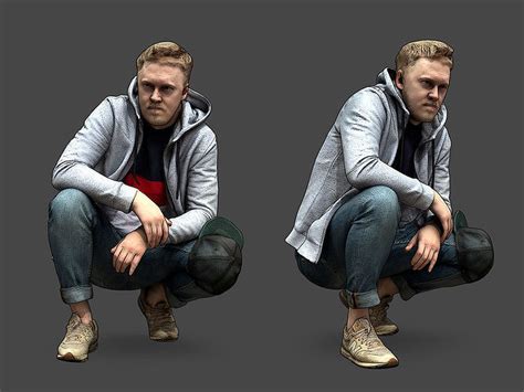 Guy Squatting 3d Model Cgtrader