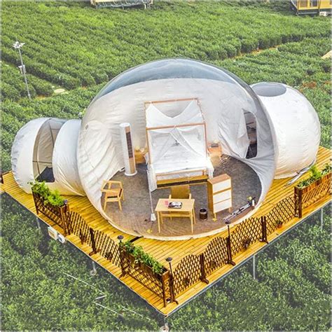 ZYJFP Inflatable Transparent Tent Garden Igloo 360 Dome Dual Tunnel