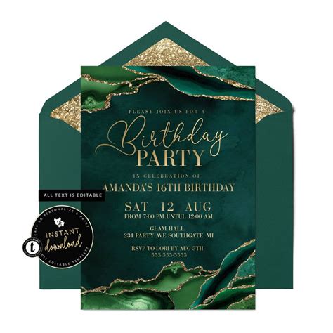 Emerald Green And Gold Invitation Emerald Green Invitation Green And