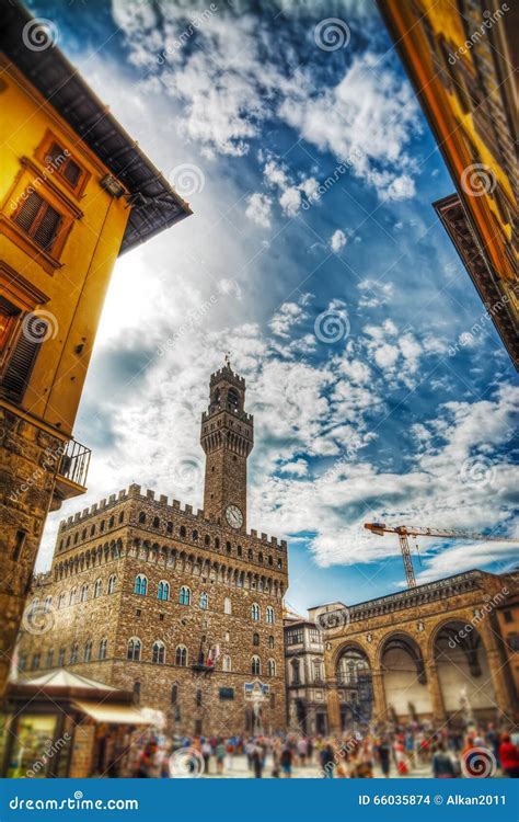 Piazza Della Signoria In Florence Under Clouds Stock Photo Image Of