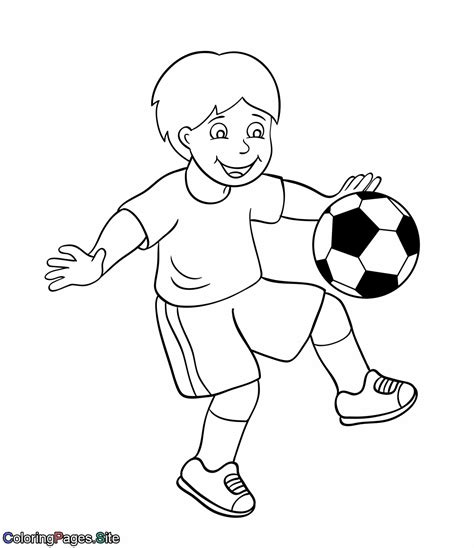 Boy Bounces A Soccer Ball Coloring Page Letter A Coloring Pages The