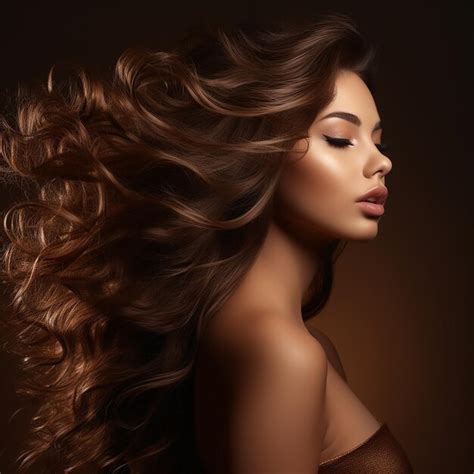 Premium Photo Beautiful Woman In Profile With Long And Shiny Wavy