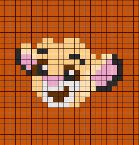 Pixel Art Template Of Simba S Face From The Lion King Hama Beads