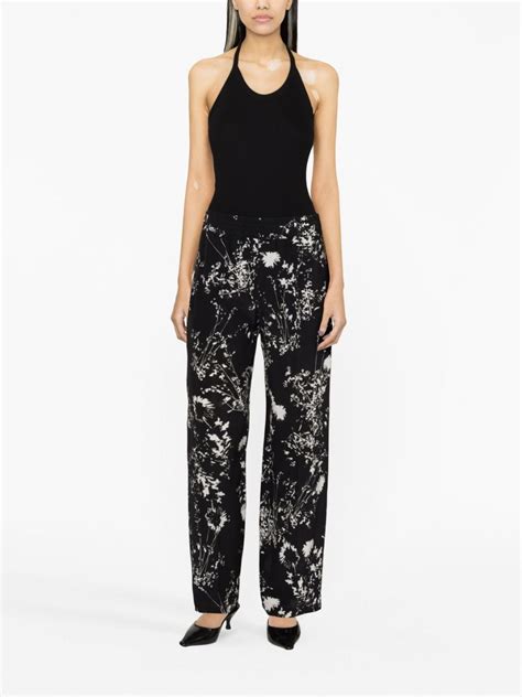 Victoria Beckham Floral Print Silk Trousers Farfetch