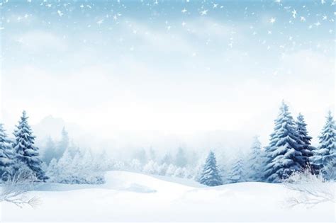 Premium AI Image | christmas card with a snowy scene and a forest of trees.