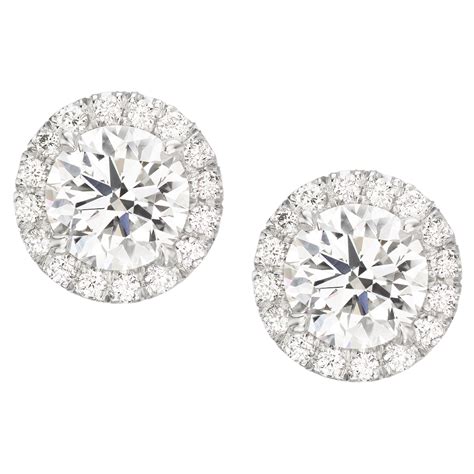 4 Carat Natural Diamond Stud Earrings Very Good Round Brilliant Cut ...