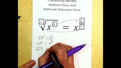 Converting Between Radical And Rational Exponent Form Youtube