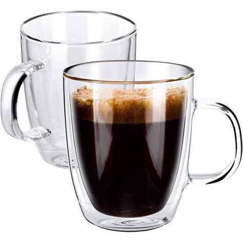 Zwissliv Glass Coffee Mugs Oz Ml Set Of Double Wall Clear