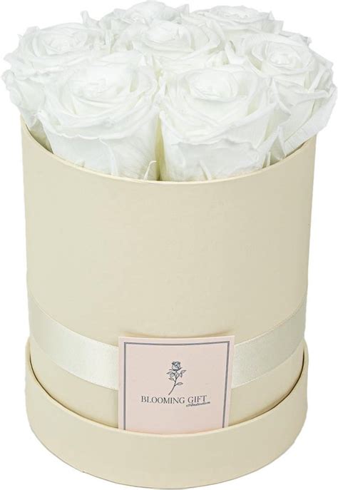 Flowerbox Longlife Rozen White Medium Bloemenbox Longlasting