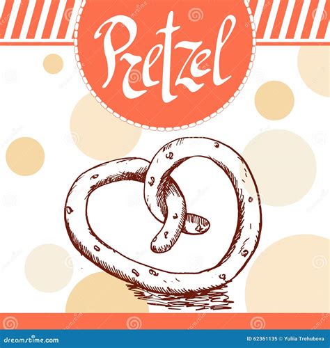 Pretzel Vector Illustration Bakery Design Beautiful Card With