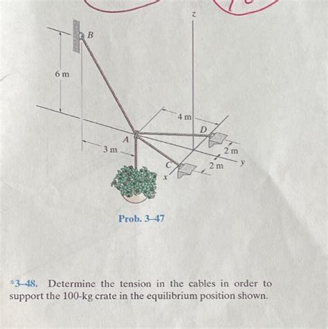 Solved 3 48 Determine The Tension In The Cables In Order