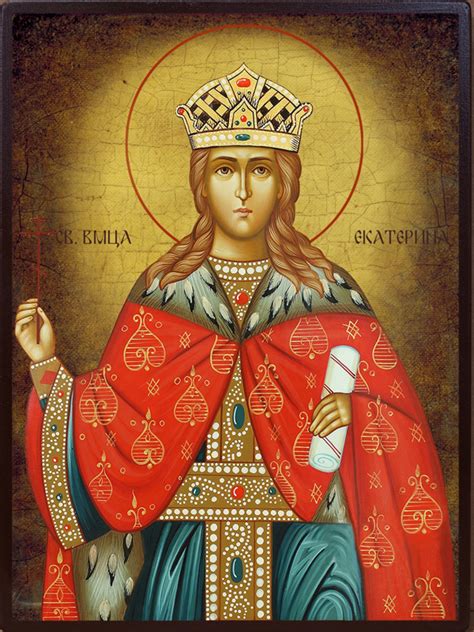 Икона на Света Екатерина - състарен фон