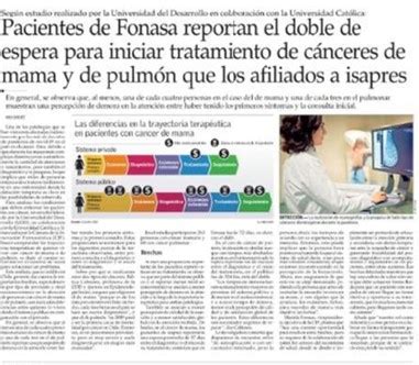 Aparición de estudio PROESSA UDD en diario El Mercurio Observatorio