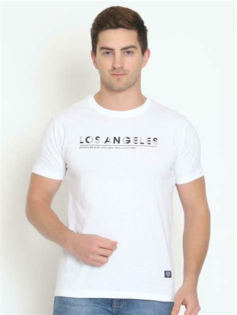 Buy Le3 Ton Men White Printed Pure Cotton Round Neck T Shirt Xl Online At Best Prices In India