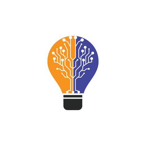 Modern Tech Bulb Logo Design Concept Pixel Technology Bulb Idea Logo