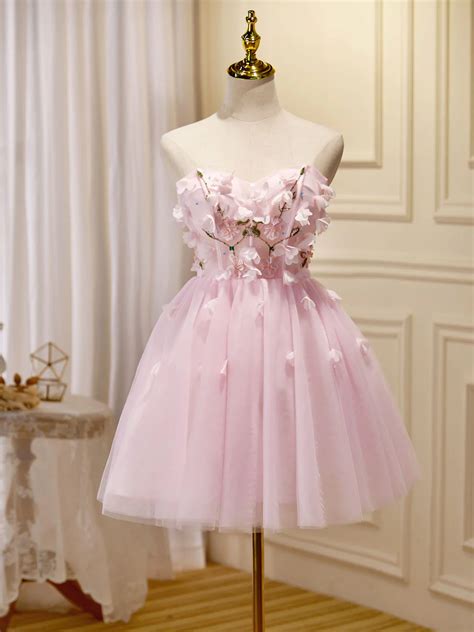 Minishort Pink Prom Dress Cute Pink Homecoming Dresses With Beading Applique On Luulla