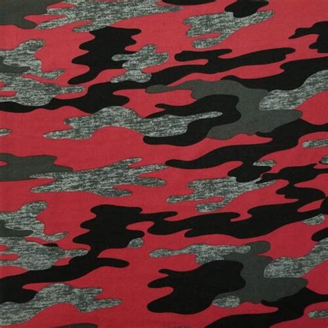 Red And Black Camo Fabric By The Yard Camouflage Fabric Red Etsy