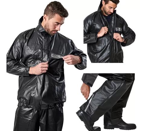 Conjunto Capa Chuva Moto Emborrachada Impermeável Gola Pvc Frete grátis