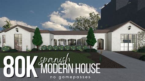 Bloxburg Spanish Modern House 80k No Gamepass Speedbuild Youtube