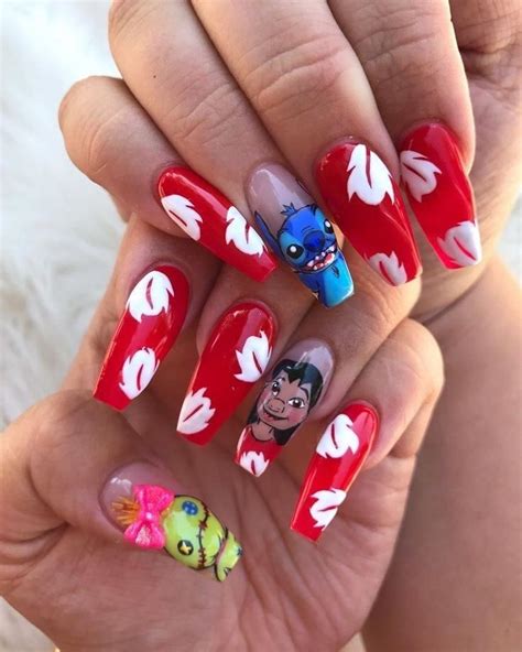 Lilo And Stitch Nails Plain Nails Disney Acrylic Nails Disney Nails