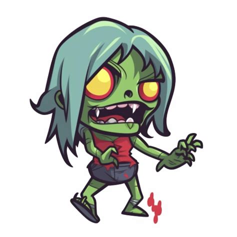 Premium AI Image | Cartoon zombie girl with green hair and blue hair ...