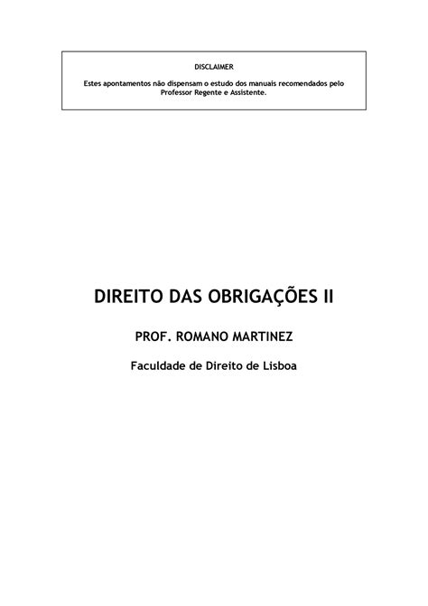 Direito Das Obrigacoes Ii Lara Geraldes Direito Das Obriga Es Ii