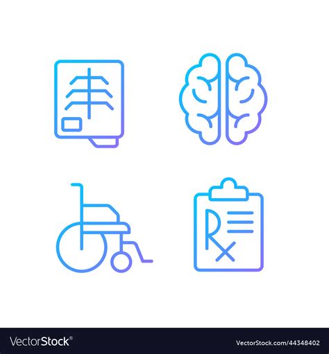 Treatment Pixel Perfect Gradient Linear Icons Set Vector Image