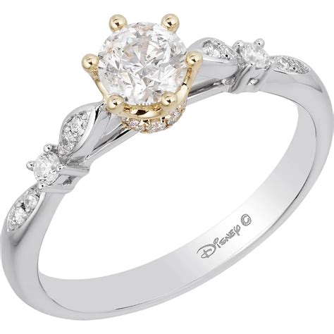 Disney Enchanted 14k Two Tone Gold 5/8 Ctw Diamond Princess Bridal Ring ...