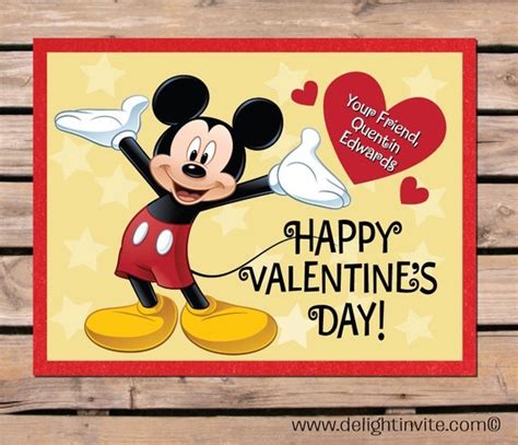 Mickey Mouse Valentine S Day Card By Delightinvite On Etsy