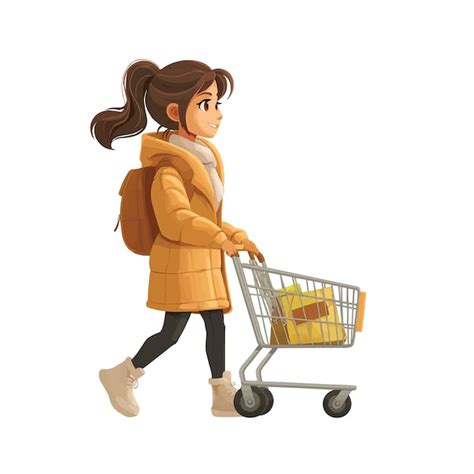 Ni A Con Carrito De Compras Ilustraci N Plana De Compras Aislada En