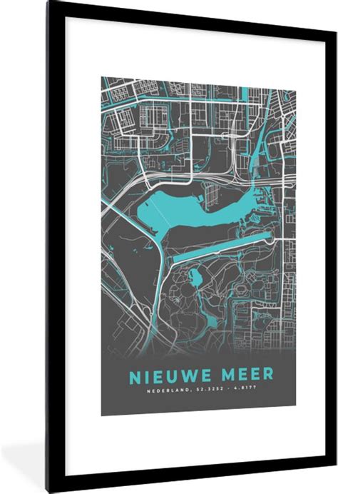 Fotolijst Incl Poster Nederland Water Stadskaart Kaart