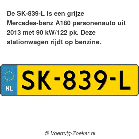 Kenteken Sk L Mercedes Benz A Auto Sk L Voertuig Zoeker Nl