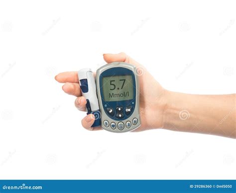 Glucometer In Hand For Measuring Glucose Level Blood Stock Photo ...