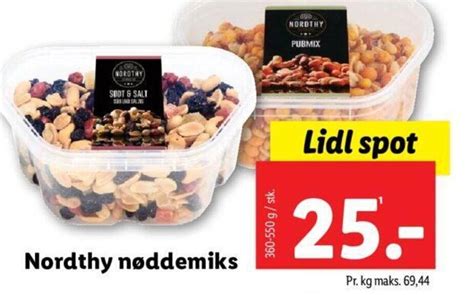 Nordthy nøddemiks tilbud hos Lidl