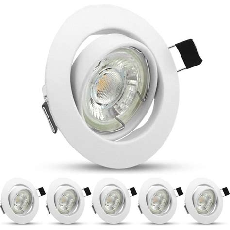 5w Gu10 Spots Led Encastrables Orientables Mat Blancs Ronds Ip20