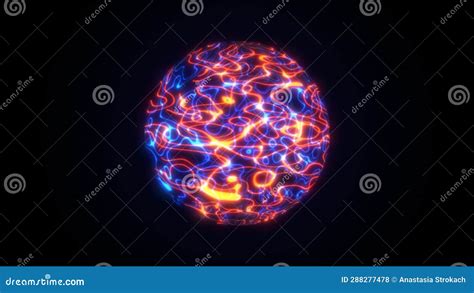 Abstract Glowing Sphere Energy Ball Shines Brightly Magic Waves From Particles Atomic Science