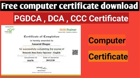 Free Computer Certificate Download Youtube