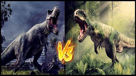 T Rex Vs Giganotosaurus Fight I Jurassic World Evolution Youtube