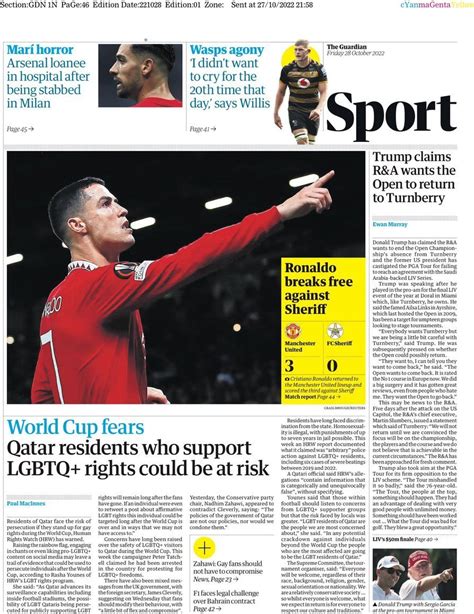 Capa Jornal Guardian Sport 28 Outubro 2022 Capasjornaispt