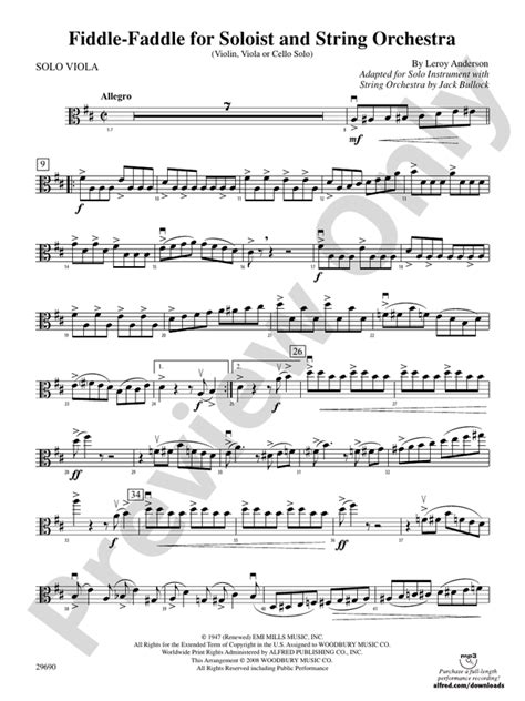 Fiddle Faddle For Soloist And String Orchestra Solo Viola Solo Viola Part Digital Sheet