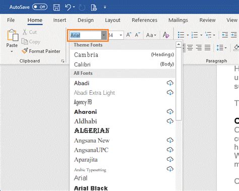 Change Font In Word